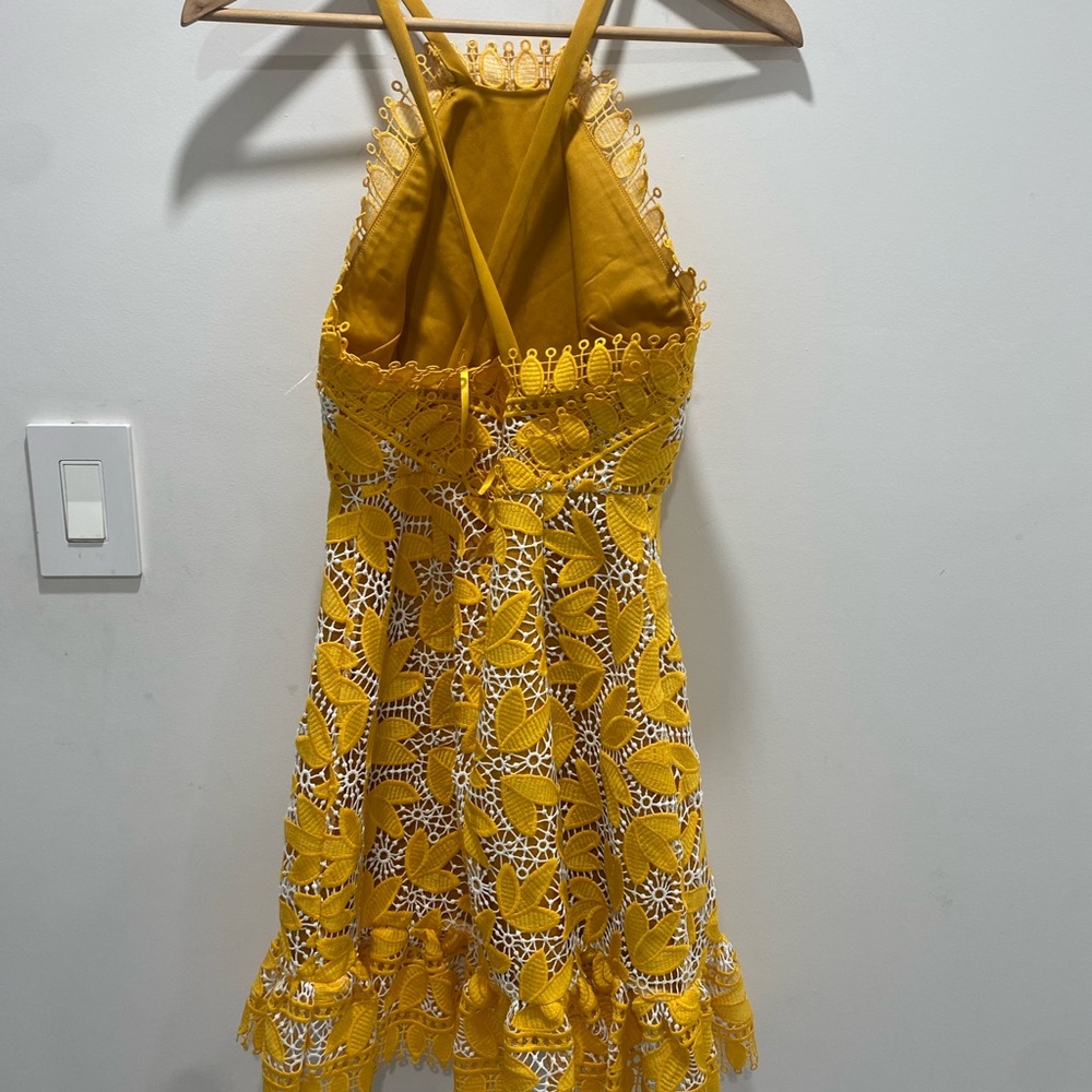 Aijek Juniors Lace Halter Neck Mini Gold Dress - Picture 4 of 6